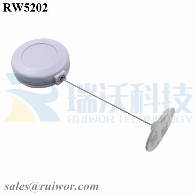 RW5202 Round Anti Theft Retractor Plus Dia 30mm Circular Adhesive ABS Plate