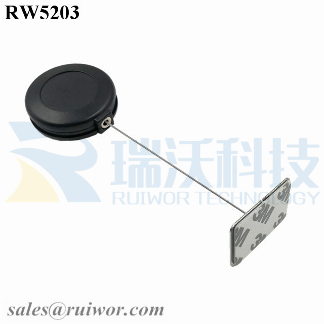 RW5203 Round Anti Theft Retractor Plus 35X22mm Rectangular Adhesive metal Plate