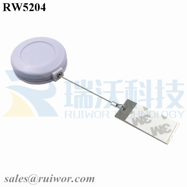 RW5204 Round Anti Theft Retractor Plus 45X19mm Rectangular Sticky metal Plate