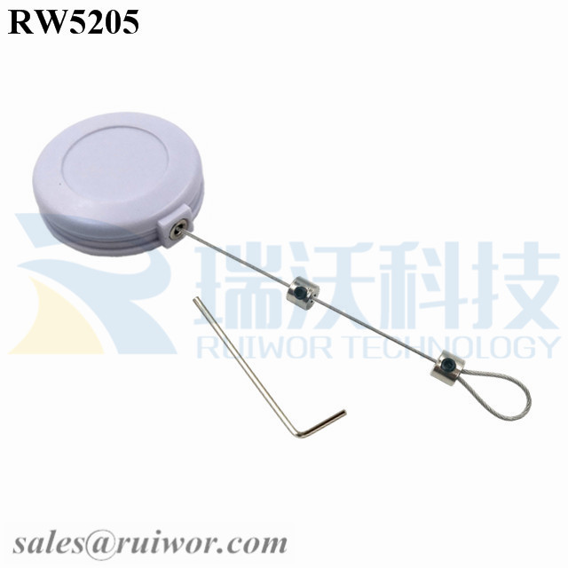 RW5205 Round Anti Theft Retractor Plus Adjustalbe Lasso Loop End by Small Lock and Allen Key