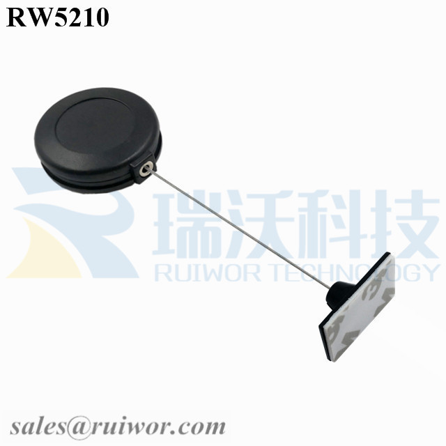 RW5210-Security-Tether-Black-Box-With-25X15mm-Rectangular-Adhesive-ABS-Plate