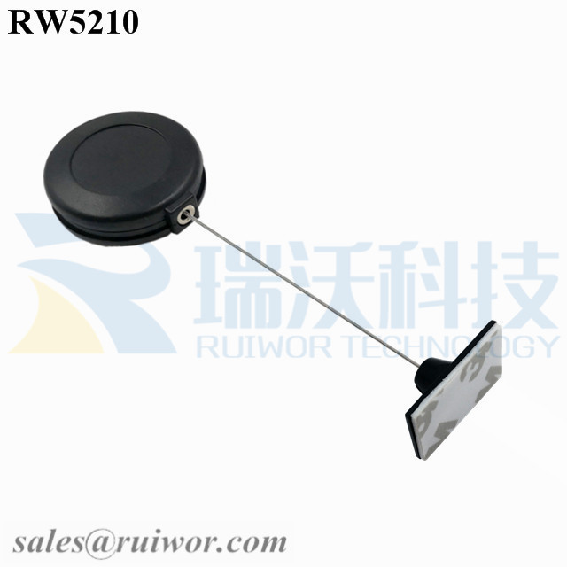 Online Exporter Badge Pulley -
 RW5210 Round Anti Theft Retractor Plus 25X15mm Rectangular Adhesive ABS Plate – Ruiwor