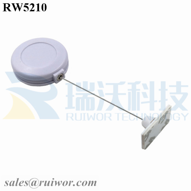 RW5210 Round Anti Theft Retractor Plus 25X15mm Rectangular Adhesive ABS Plate