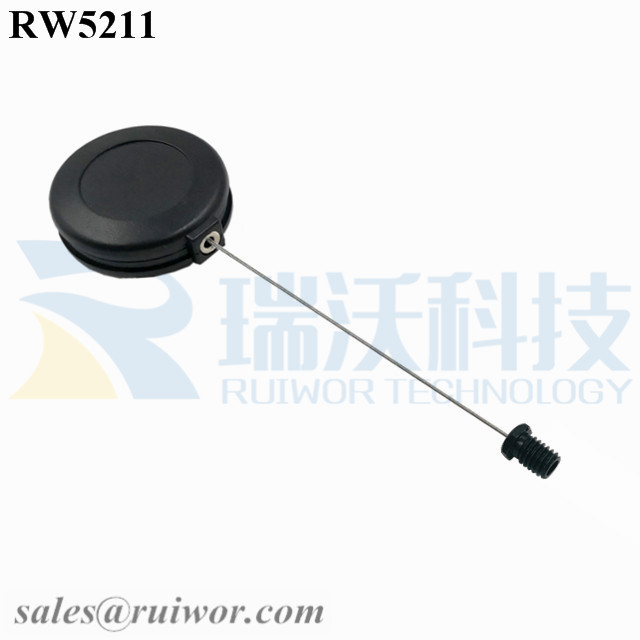 RW5211 Round Anti Theft Retractor Plus M6x8MM /M8x8MM or Customized Flat Head Screw Cable End