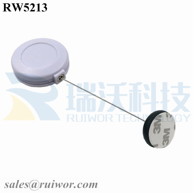 RW5213 Round Anti Theft Retractor Plus Dia 30MMx5.5MM Circular Adhesive ABS Block