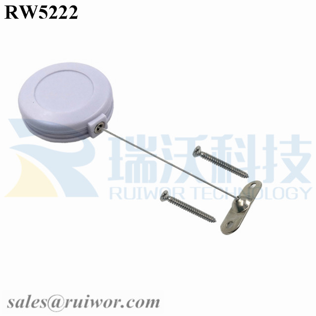 RW5222 Round Anti Theft Retractor Plus 10x31MM Two Screw Perforated Oval Metal Plate Connector Installed by Screw