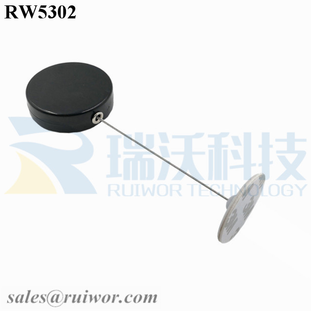 RW5302-Display-Security-Tether-Black-Box-With-Diameter-30mm-Circular-Adhesive-ABS-Plate