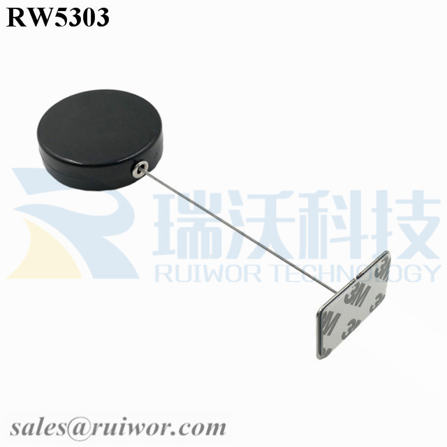 RW5303 Round Security Display Tether Plus 35X22mm Rectangular Adhesive metal Plate