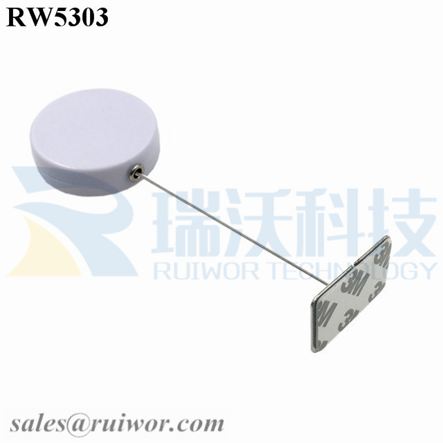 RW5303 Round Security Display Tether Plus 35X22mm Rectangular Adhesive metal Plate