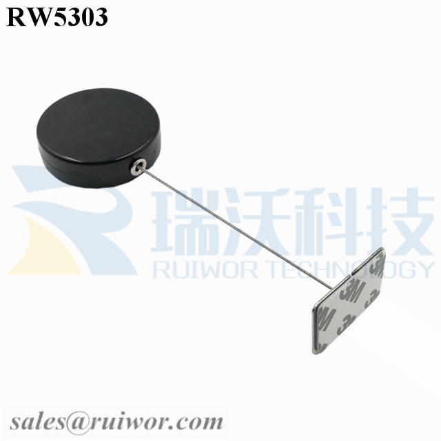 RW5303 Display Security Tether specifications (cable exit details, box size details)