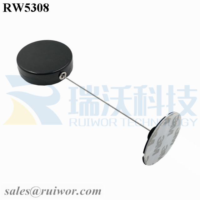 RW5308-Display-Security-Tether-Black-Box-With-Diameter-38mm-Circular-Sticky-Flexible-ABS-Plate