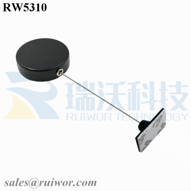RW5310-Display-Security-Tether-Black-Box-With-25X15mm-Rectangular-Adhesive-ABS-Plate