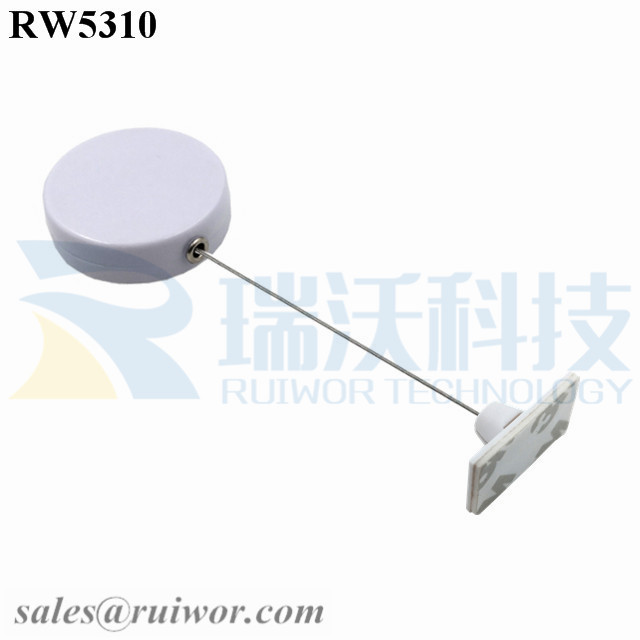 RW5310 Round Security Display Tether with Logo Custom Plus 25X15mm Rectangular Adhesive ABS Plate