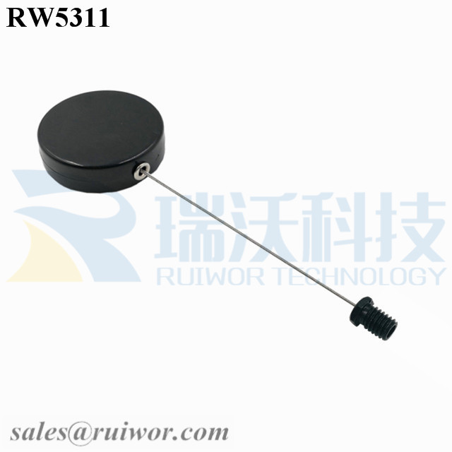 RW5311 Display Security Tether specifications (cable exit details, box size details)