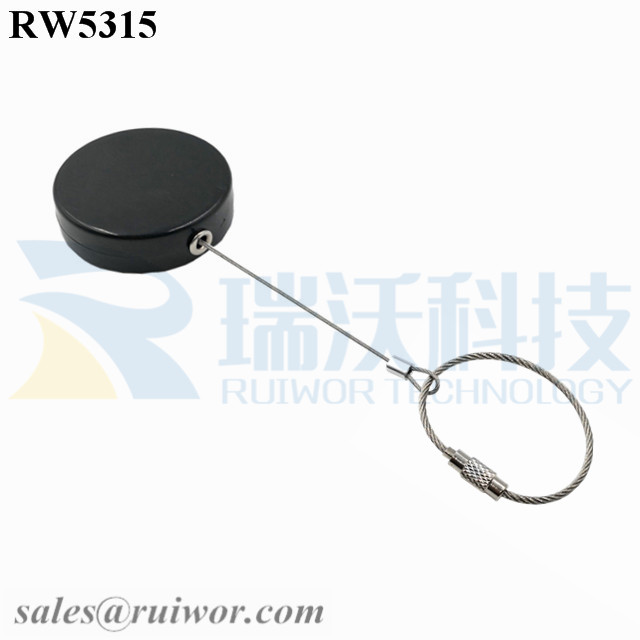 RW5315 Display Security Tether specifications (cable exit details, box size details)