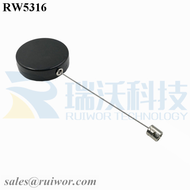 RW5316 Display Security Tether specifications (cable exit details, box size details)