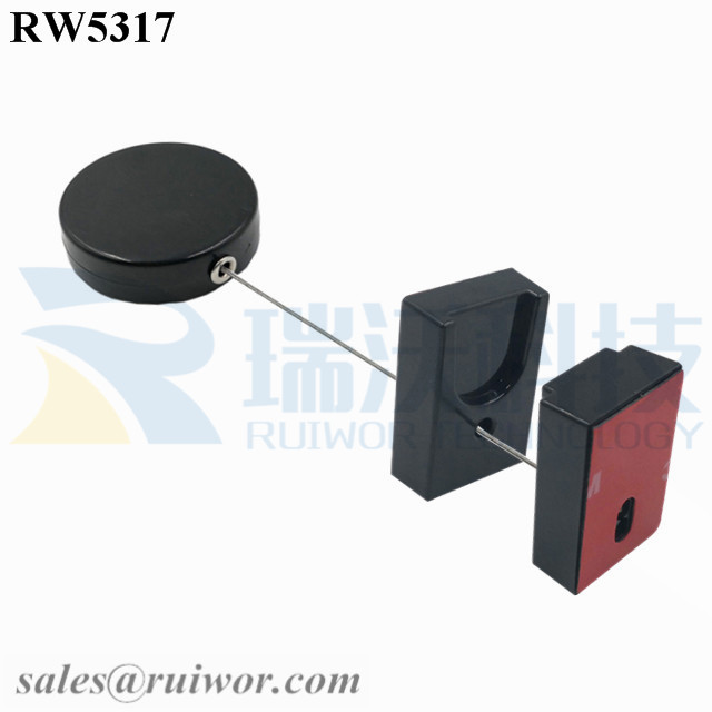 RW5317 Display Security Tether specifications (cable exit details, box size details)