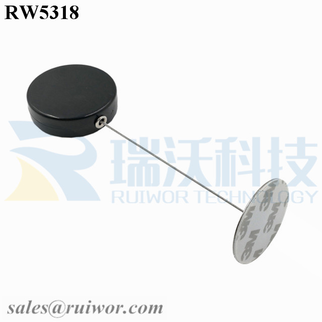 RW5318 Display Security Tether specifications (cable exit details, box size details)