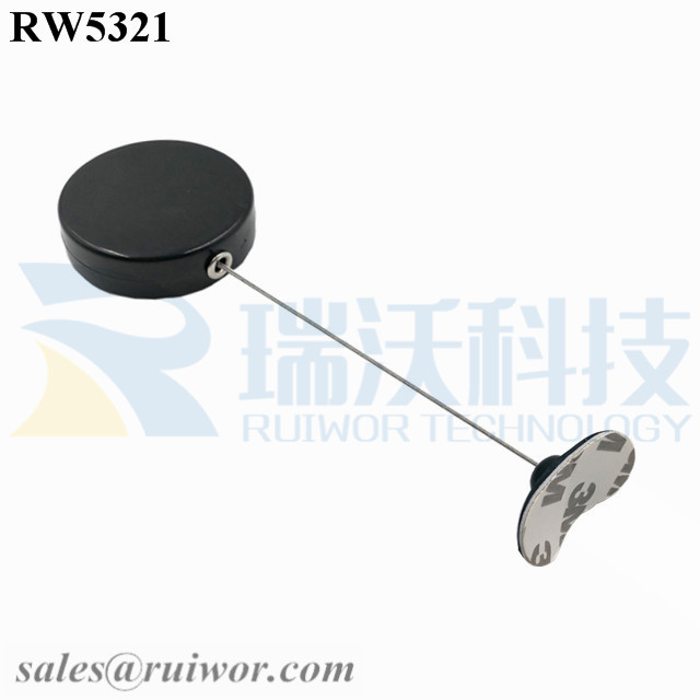 RW5321 Display Security Tether specifications (cable exit details, box size details)