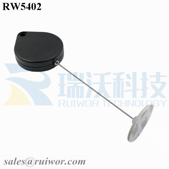RW5402-Retractable-Extension-Cord-Black-Box-With-Diameter-30mm-Circular-Adhesive-ABS-Plate