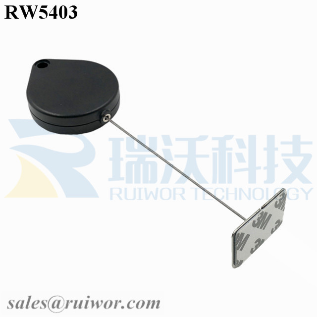 RW5403-Retractable-Extension-Cord-Black-Box-With-35X22mm-Rectangular-Adhesive-Metal-Plate