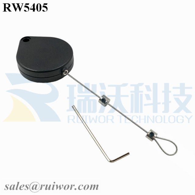 RW5405 Retractable Extension Cord specifications (cable exit details, box size details)