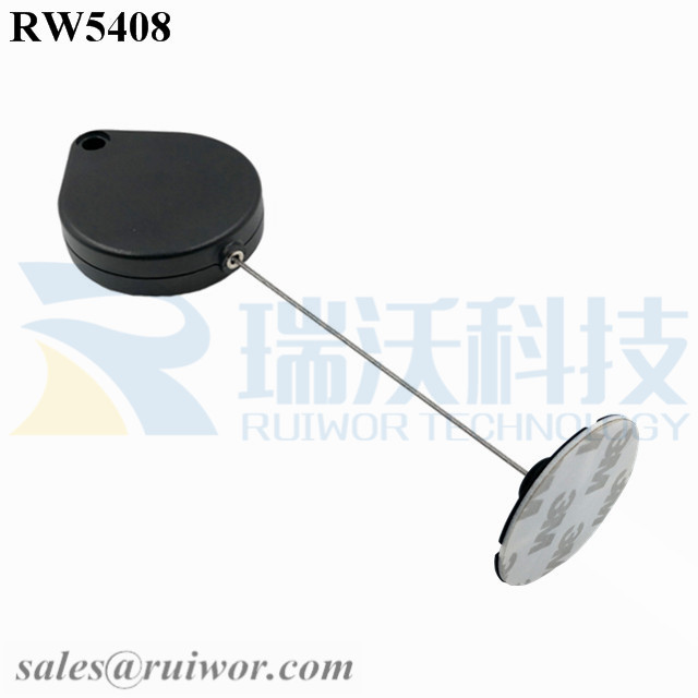 RW5408-Retractable-Extension-Cord-Black-Box-With-Diameter-38mm-Circular-Sticky-Flexible-ABS-Plate