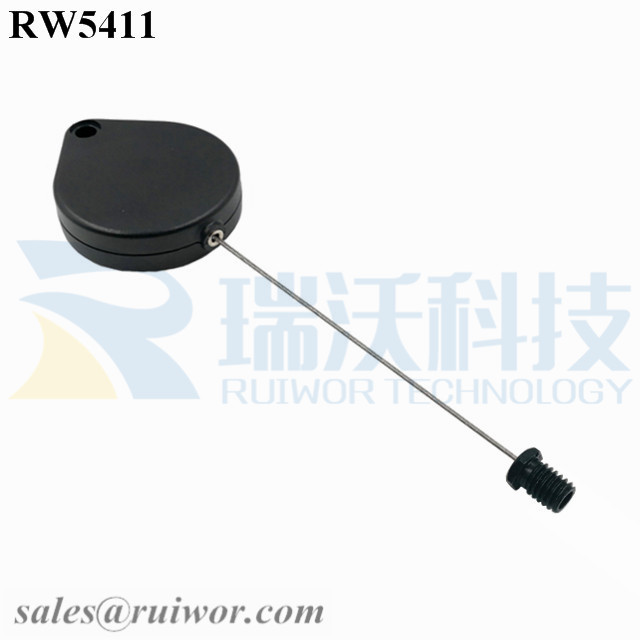 RW5411-Retractable-Extension-Cord-Black-Box-With-M6x8MM-or-M8x8MM-or-Customized-Flat-Head-Screw-Cable-End