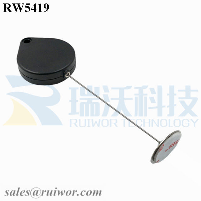RW5419-Retractable-Extension-Cord-Black-Box-With-Diameter-22mm-Circular-Sticky-Metal-Plate