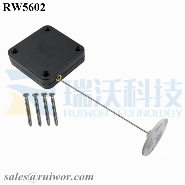 RW5602 Square Heavy Duty Retractable Cable Plus Dia 30mm Circular Adhesive ABS Plate Cable Thickest 2.5MM Longest 600CM