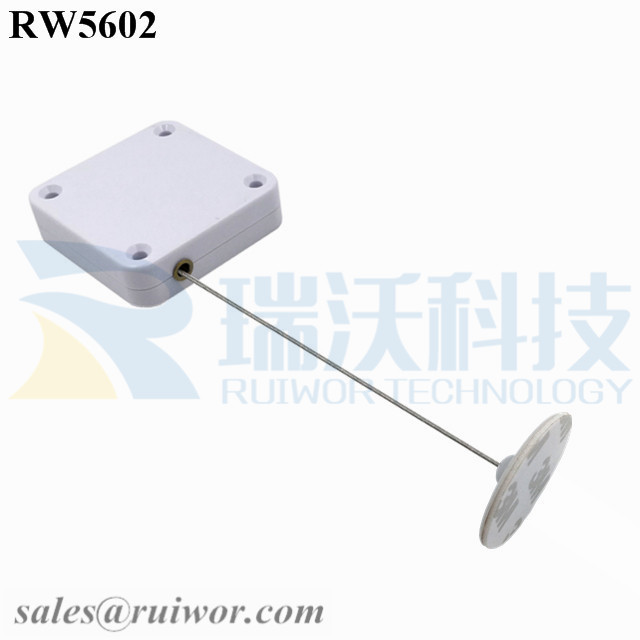 RW5602 Square Heavy Duty Retractable Cable Plus Dia 30mm Circular Adhesive ABS Plate Cable Thickest 2.5MM Longest 600CM