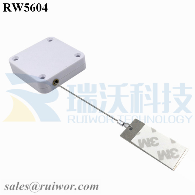 RW5604 Square Heavy Duty Retractable Cable Plus 45X19mm Rectangular Sticky metal Plate