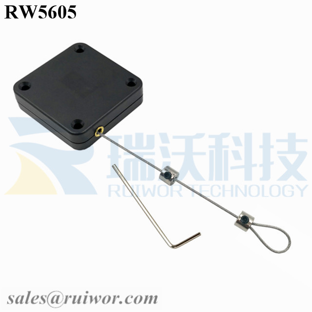 RW5605 Retractable Rope Reel specifications (cable exit details, box size details)