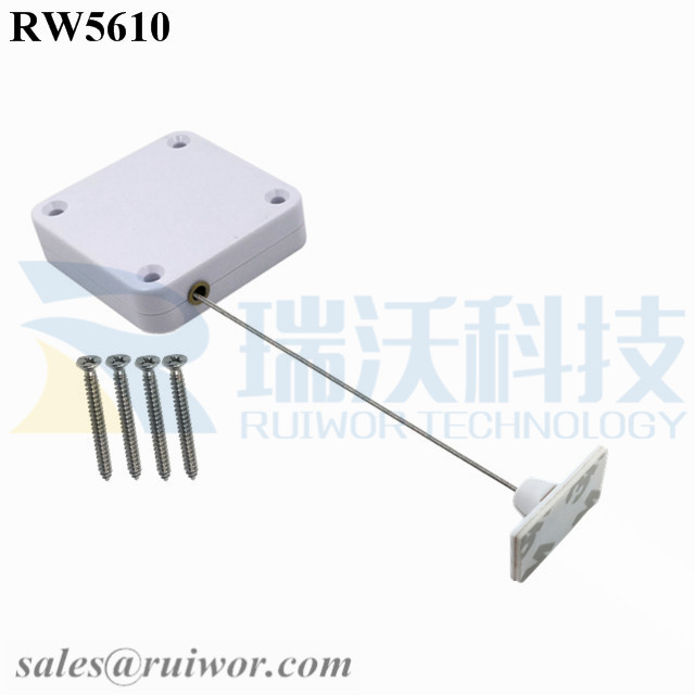 RW5610 Square Heavy Duty Retractable Cable Plus 25X15mm Rectangular Adhesive ABS Plate