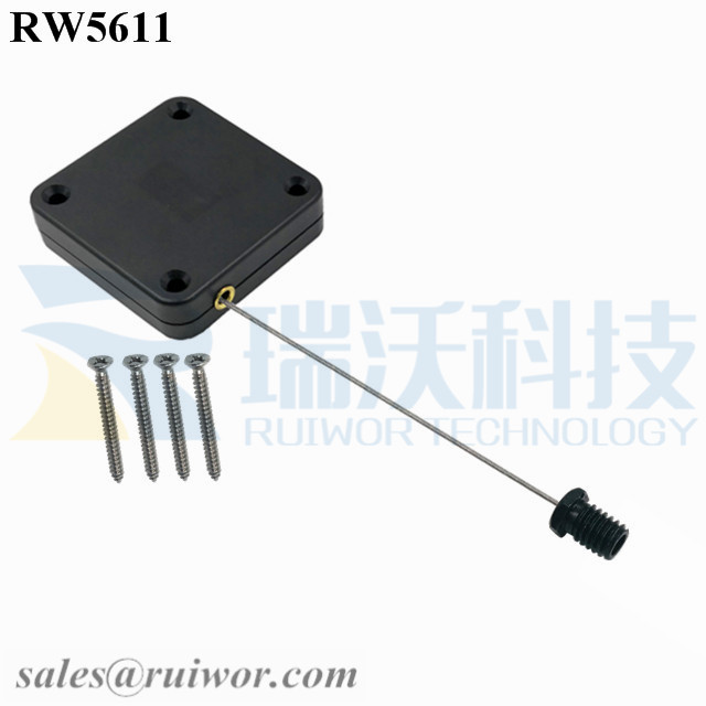 RW5611 Square Heavy Duty Retractable Cable Plus M6x8MM /M8x8MM or Customized Flat Head Screw Cable End
