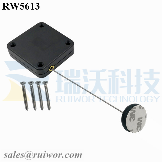 China RW5613 Square Heavy Duty Retractable Cable Plus Dia 30MMx5.5MM  Circular Adhesive ABS Block factory and manufacturers