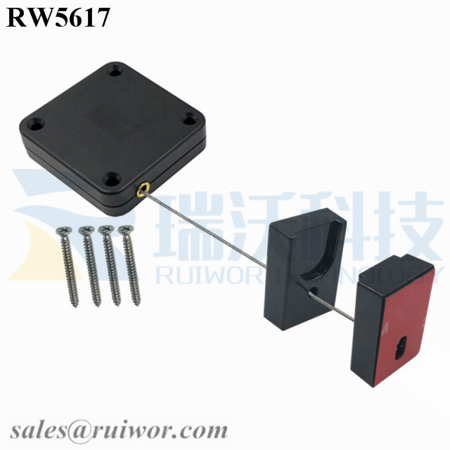 RW5617 Square Heavy Duty Retractable Cable Plus Magnetic Clasps Cable Holder