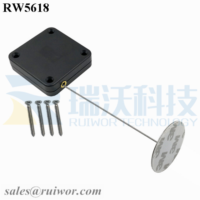 RW5618 Square Heavy Duty Retractable Cable Plus Dia 38mm Circular Sticky metal Plate