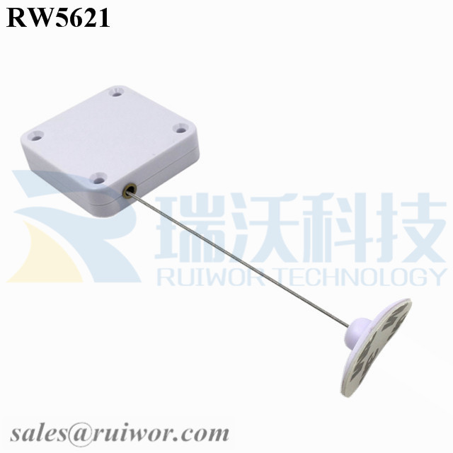 RW5621 Square Heavy Duty Retractable Cable Plus 33X19MM Oval Sticky Flexible Plate