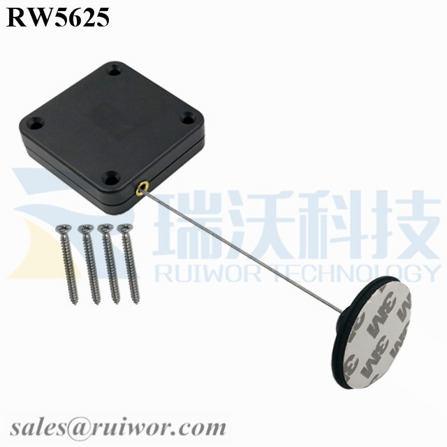 RW5625 Square Heavy Duty Retractable Cable Plus Dia 38mm Circular Adhesive Plastic Plate