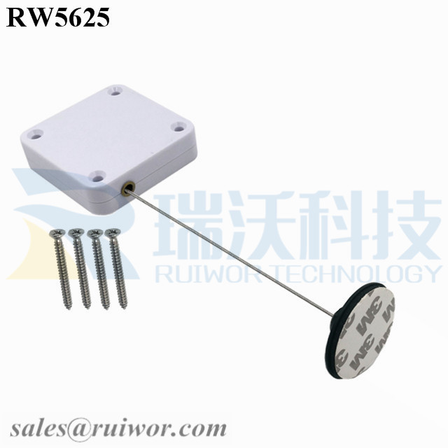 RW5625 Square Heavy Duty Retractable Cable Plus Dia 38mm Circular Adhesive Plastic Plate