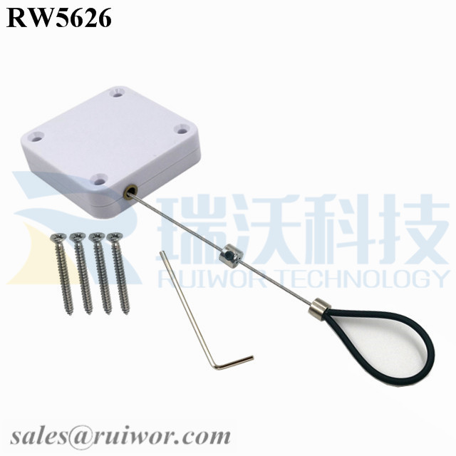 RW5626 Square Heavy Duty Retractable Cable Plus Adjustable Stainless Steel Wire Loop Coated Silicone Hose