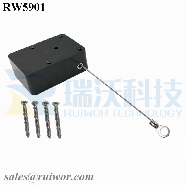 RW5901 Cuboid Heavy Duty Retractable Tether Ratchet function optional with Ring Terminal Inner Hole 3mm 4mm 5mm for Option