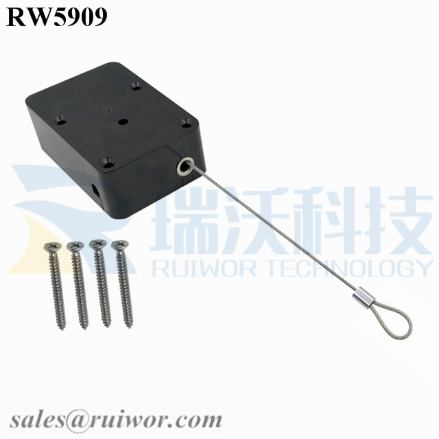 RW5909 Cable Retractor specifications (cable exit details, box size details)