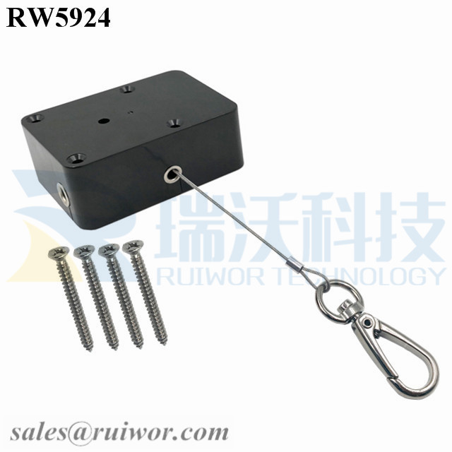 RW5924 Cuboid Heavy Duty Retractable Tether Stop function optional Plus Key Hook
