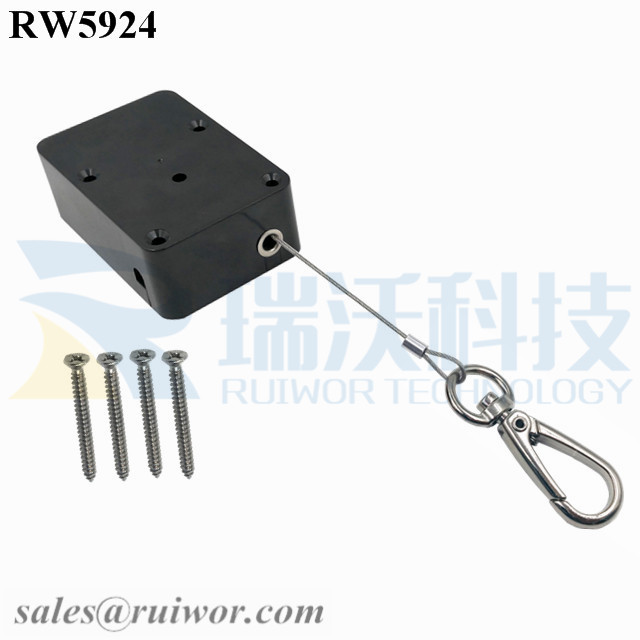 RW5924 Cable Retractor specifications (cable exit details, box size details)