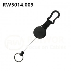 RUIWOR RW5014.009 Round Retractable Wirerope Belt-Mounted Pull Box Quick-Lock Keychain for Outdoor Enthusiasts