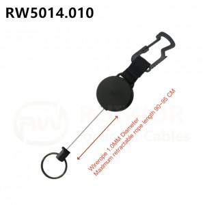 RUIWOR RW5014.010 Multifunctional Outdoor Carabiner with Retractable Steel Wire Quick-Lock Keychain, Bottle Opener & Hex Tool
