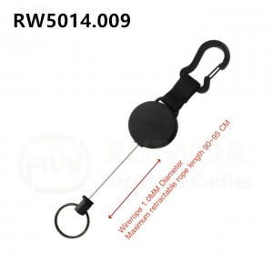 RUIWOR RW5014.009 Round Retractable Wirerope Belt-Mounted Pull Box Quick-Lock Keychain for Outdoor Enthusiasts